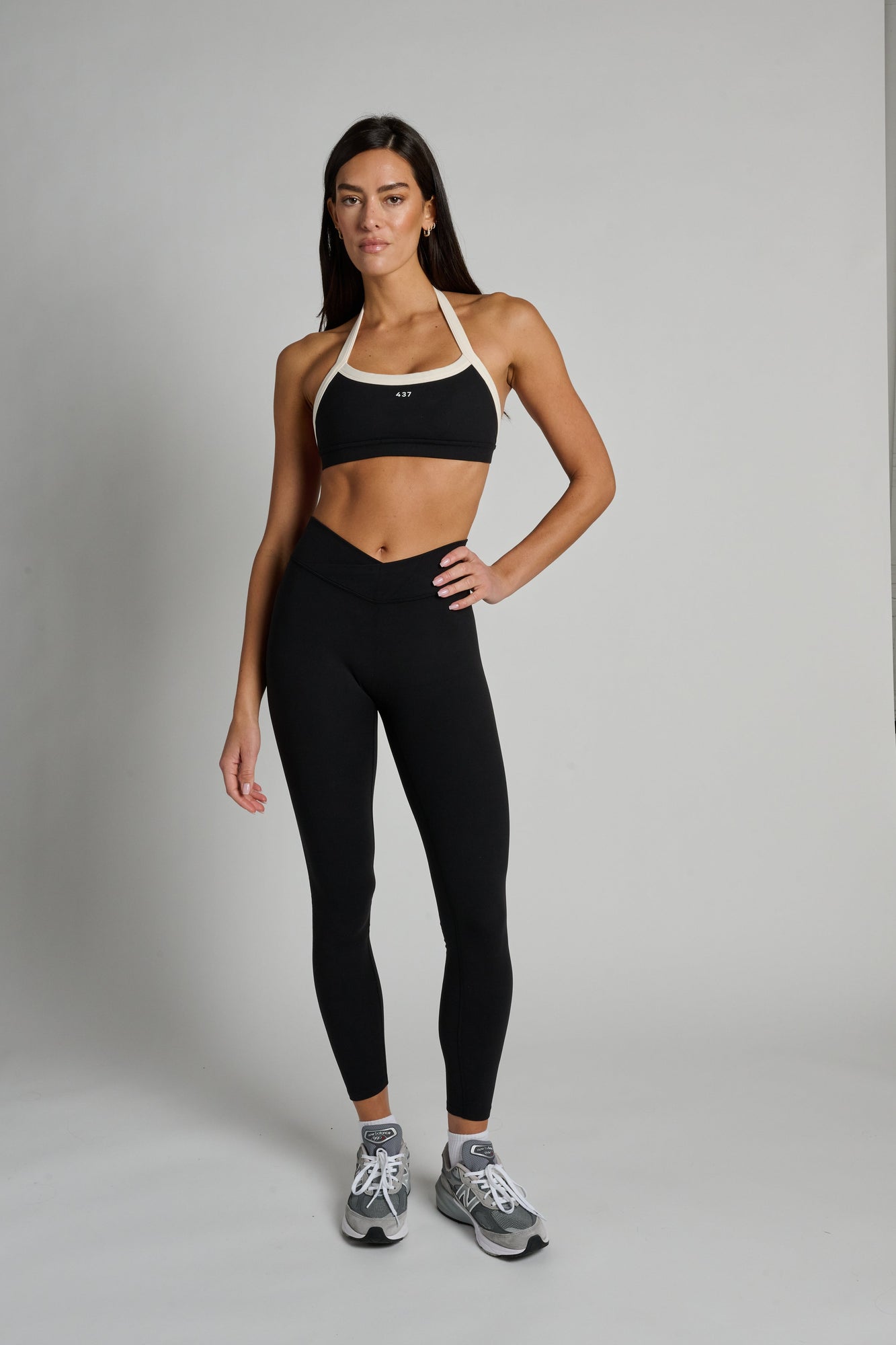 437 | The Halter Bra | Black And Creme