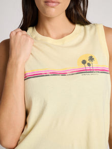 Spiritual Gangster | Sunset Stripe Bowery Tank | Yellow
