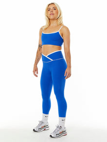 Year of Ours | Ribbed Two Tone Veronica Legging | Blue/White