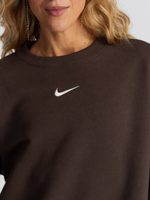 Women | Nike | Oversized Crew-Neck Sweatshirt | Baroque Brown/Sail