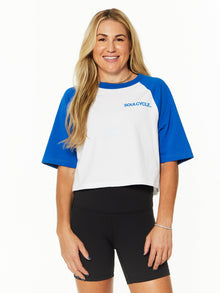 Women | Soul by SoulCycle | Hayes Raglan Tee | Blue/White