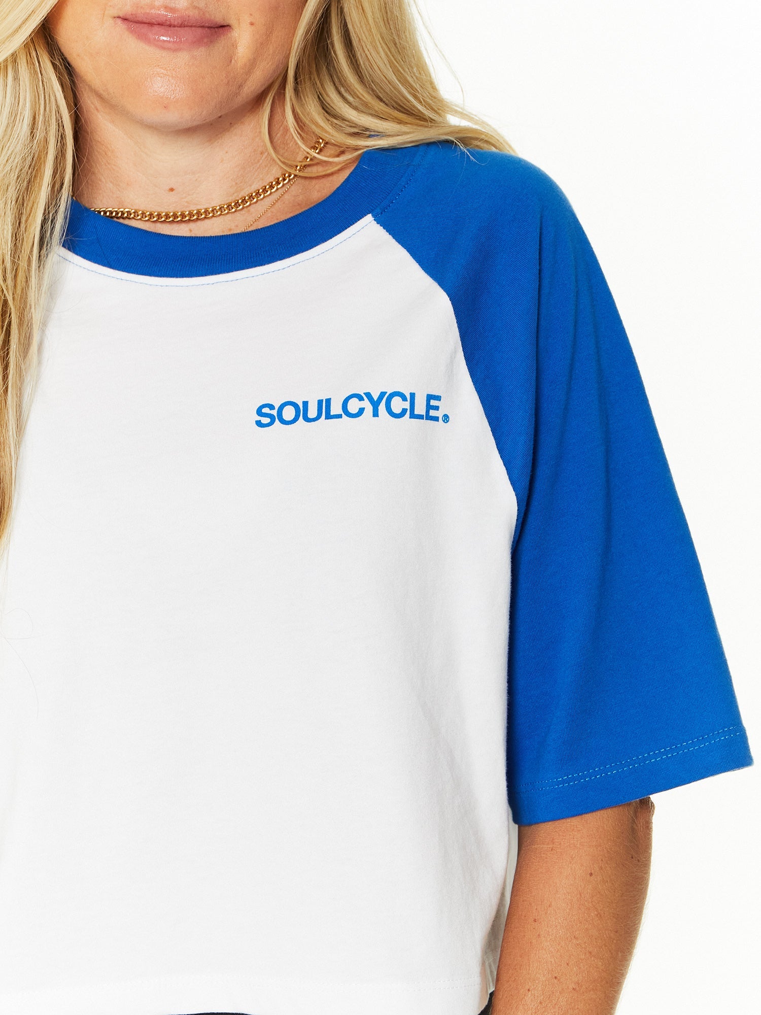 Women | Soul by SoulCycle | Hayes Raglan Tee | Blue/White