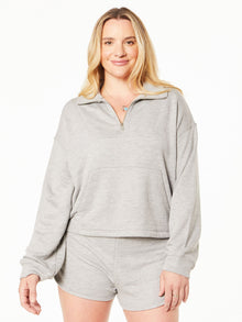 Women | Year of Ours | Port Half Zip Sweatshirt | Heather Grey