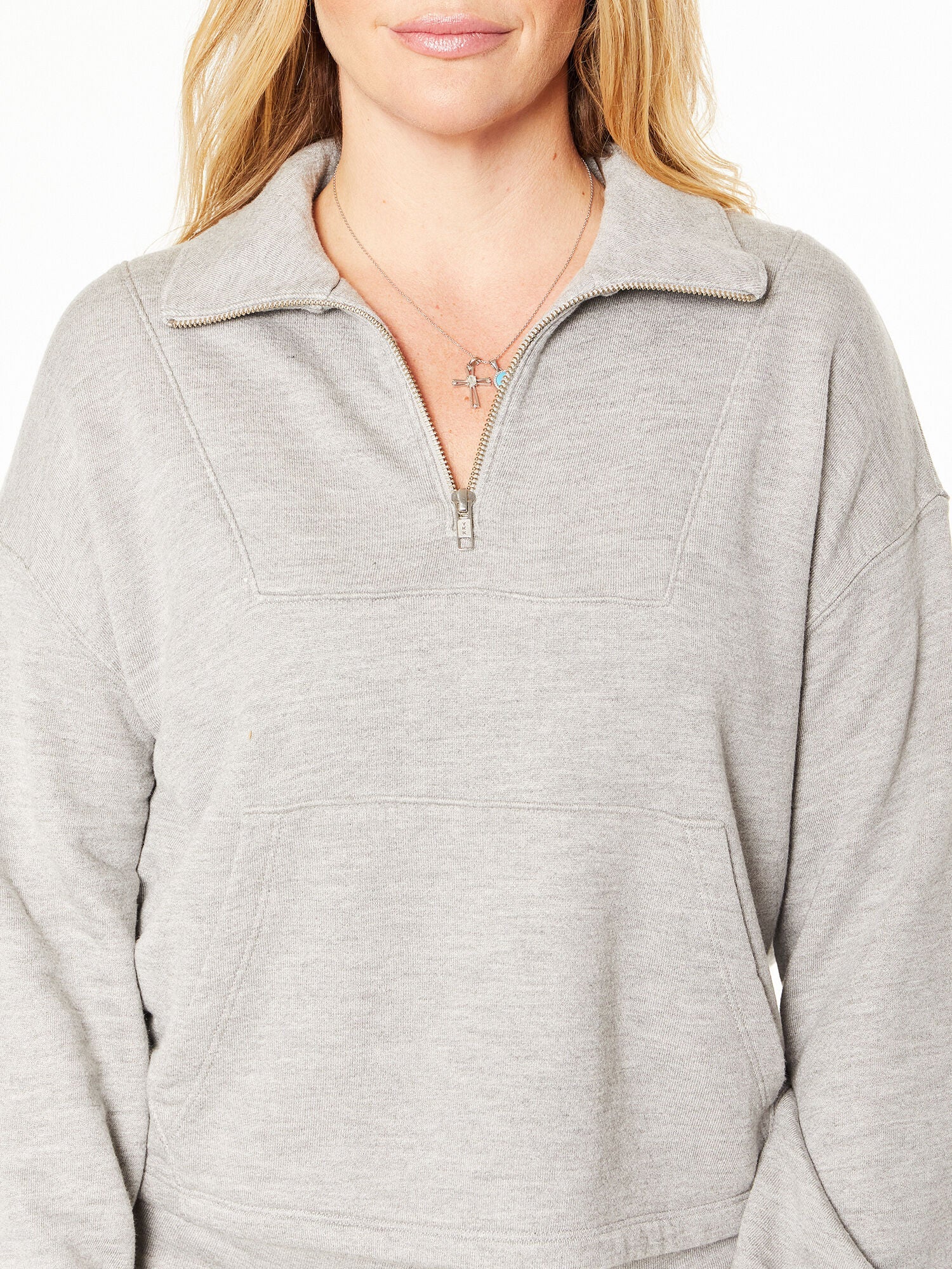 Women | Year of Ours | Port Half Zip Sweatshirt | Heather Grey