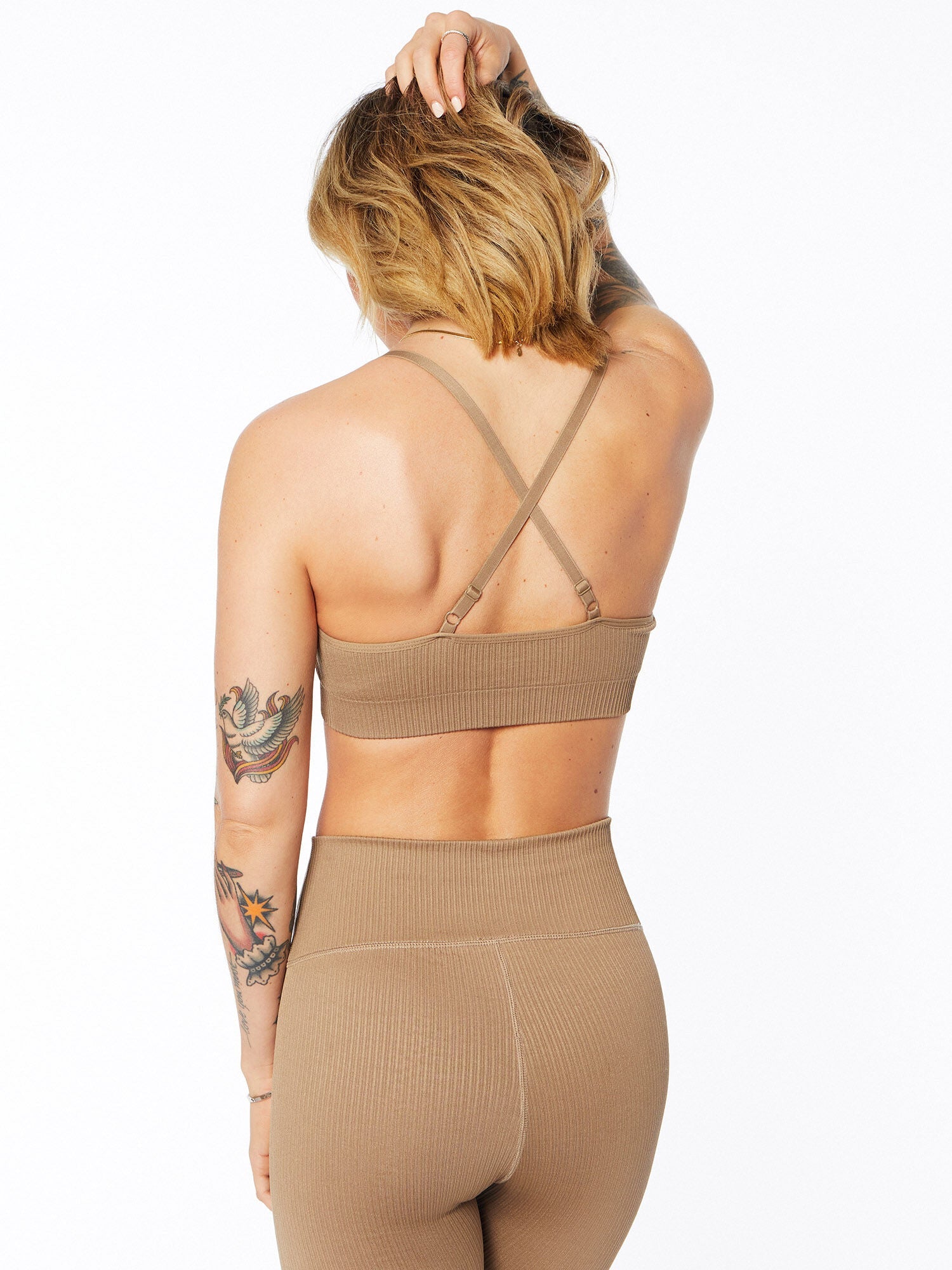 Women | Good American | Seamless Chunky Rib Bra Putty | Tan