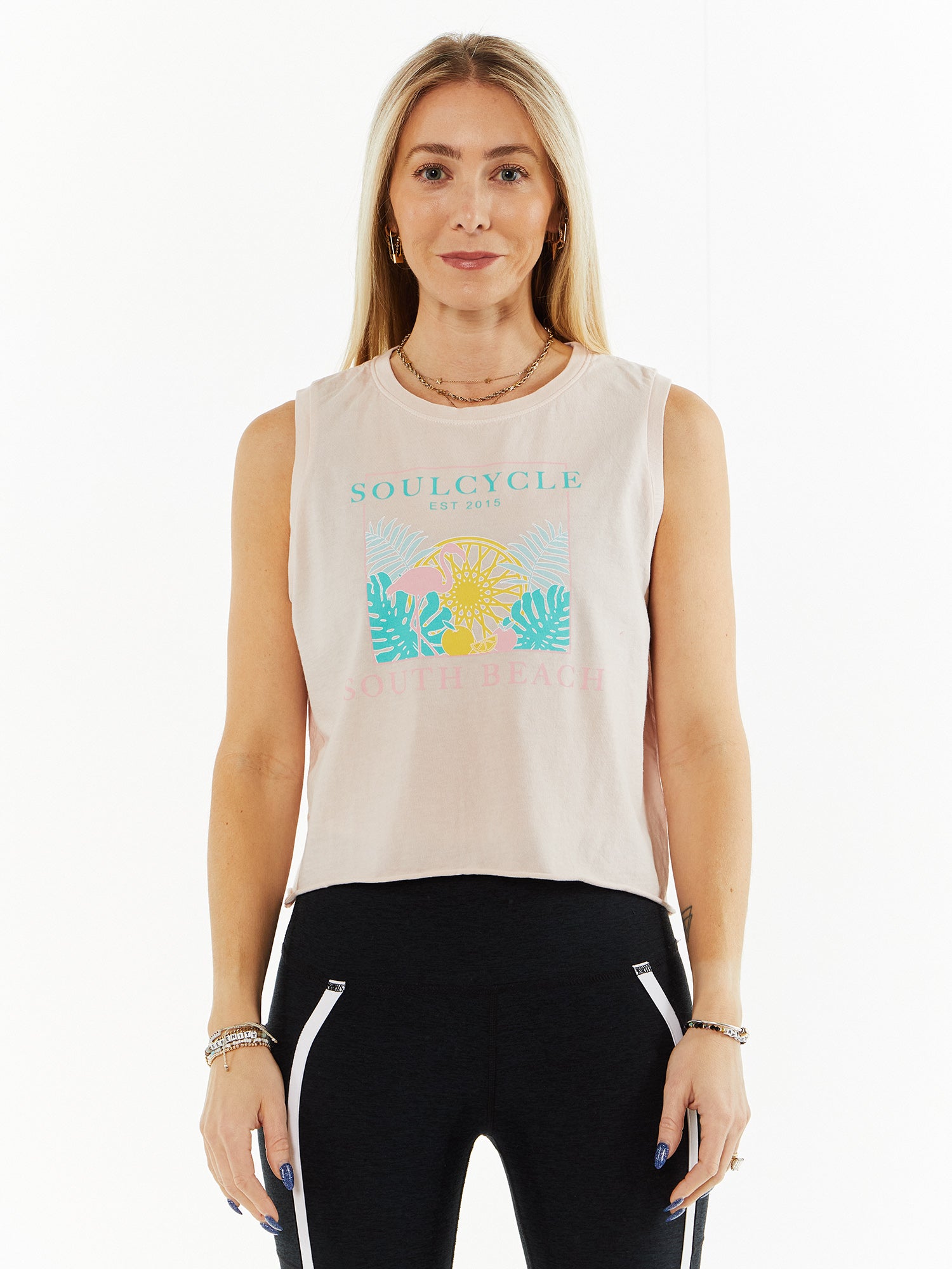 Renee Tank 'SOULCYCLE SOUTH BEACH' | Light Pink