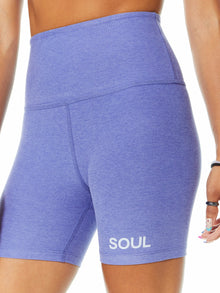 Beyond Yoga | Spacedye Keep Pace Biker Short | Indigo Heather