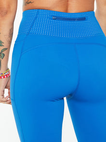 Women | Sweaty Betty | Zero Gravity Statement 7/8 Running Leggings Oxford Blue | Blue