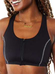 Women | Year of Ours | Night Track Zip Bra | Black