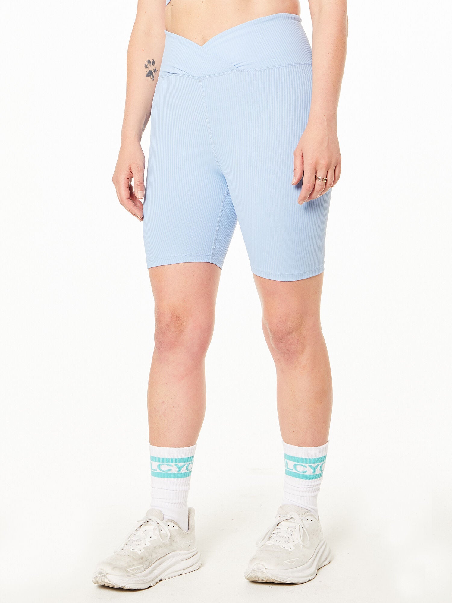 Women | Year of Ours | Ribbed V Waist Biker Short | Blue
