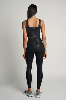 Beyond Yoga | High Waisted Midi Legging | Plaid Foil Black