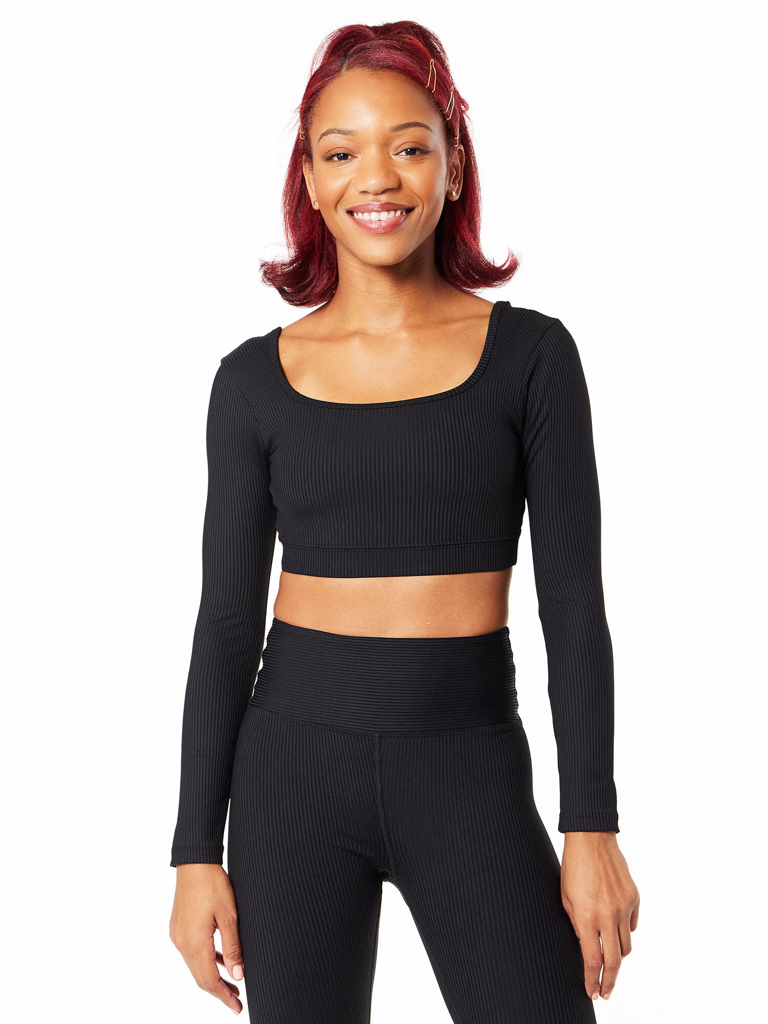 Women | Year of Ours | Ribbed Cropped Long Sleeve | Black