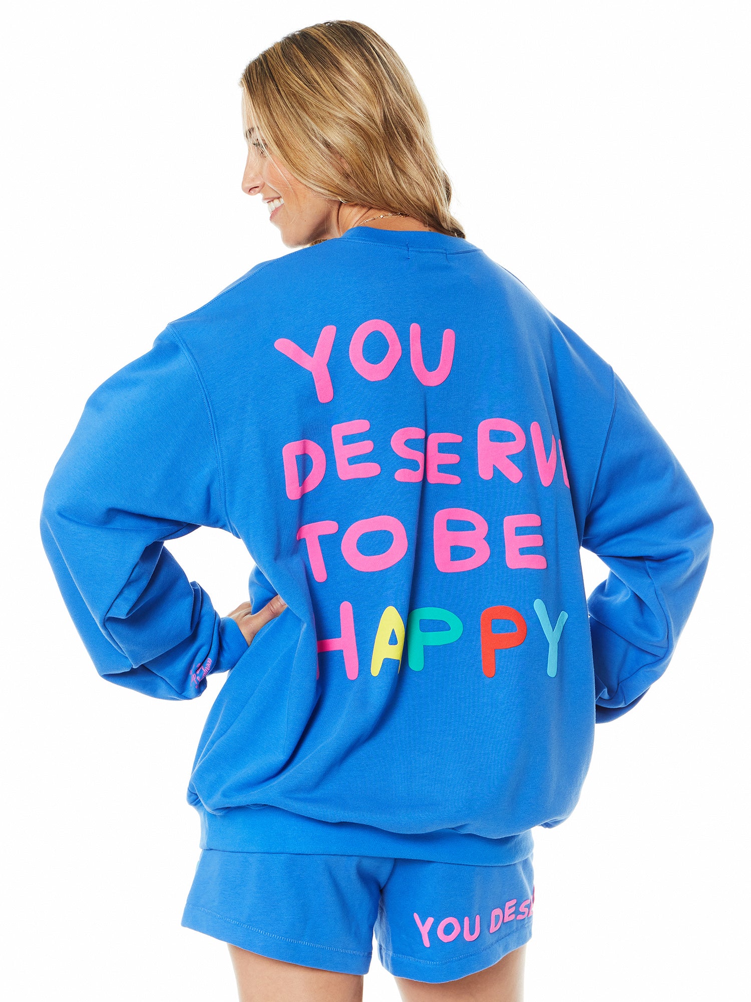 The Mayfair Group | You Deserve To Be Happy Crewneck | Blue