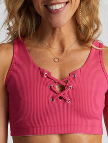 Women | Year of Ours | Ribbed Football Bra | Magenta