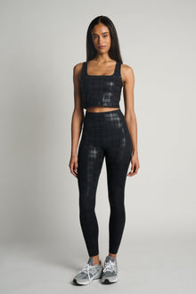Beyond Yoga | High Waisted Midi Legging | Plaid Foil Black