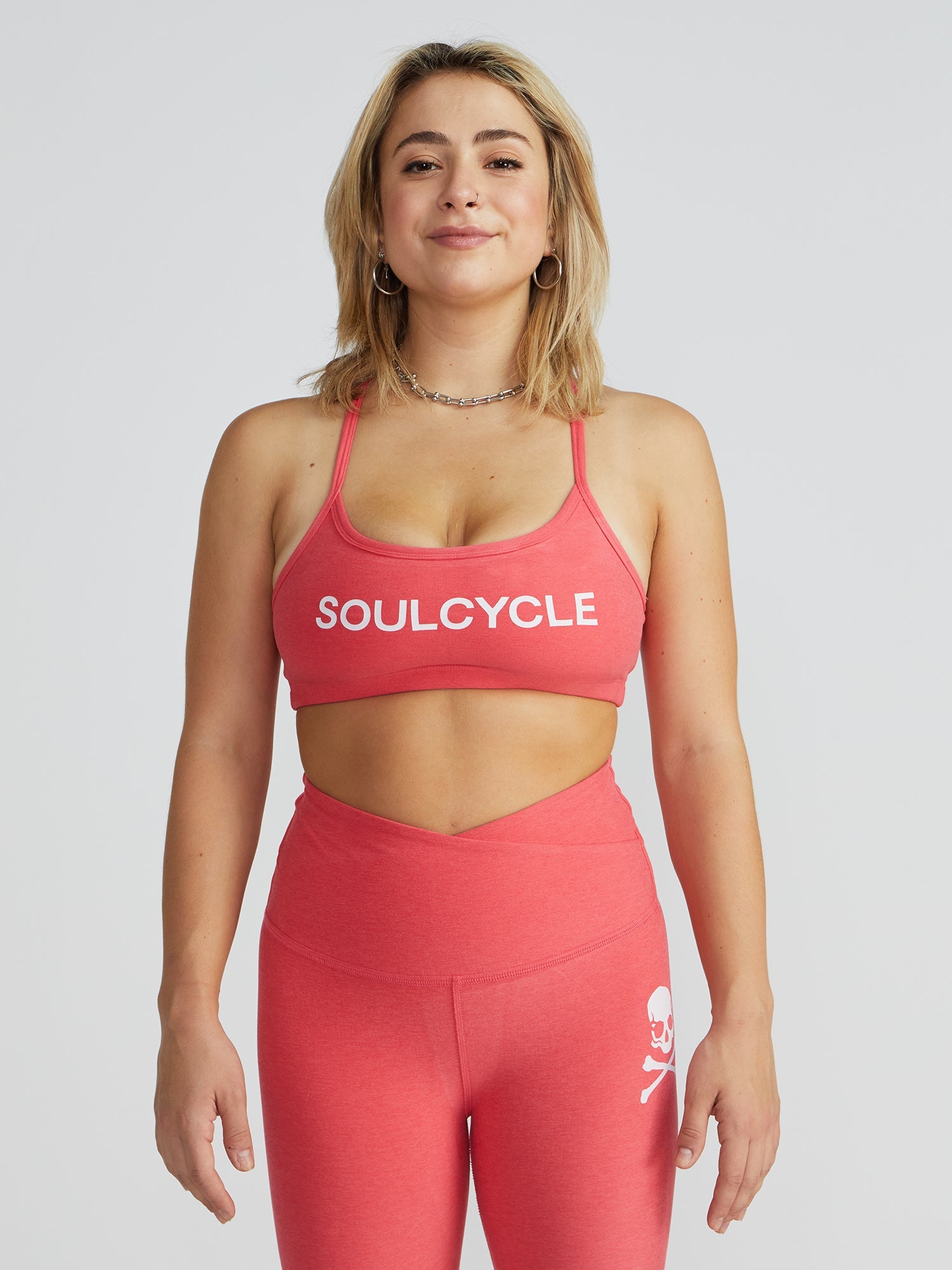 Women | Beyond Yoga | Spacedye Slim Racerback Bra | Heathered Coral