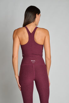 Beyond Yoga | Spacedye Refocus Cropped Tank | Midnight Burgundy Heather