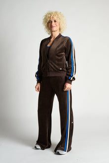 Splits59 | Heritage Velour Pant | Dark Chocolate/Classic Blue