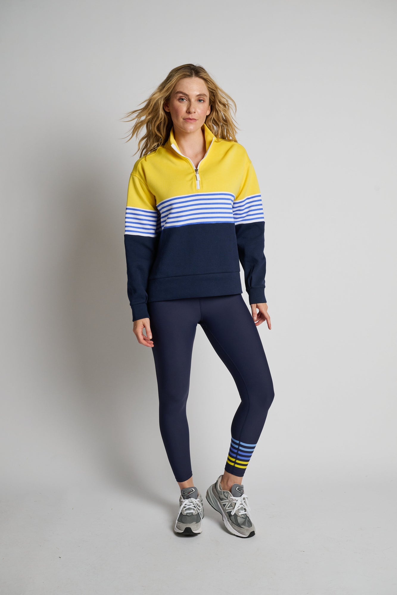 Women | Addison Bay | Varsity Quarter Zip | Navy/Yellow