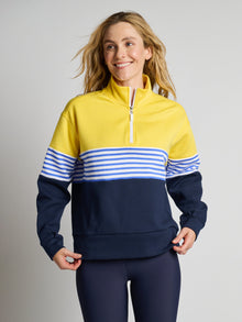 Women | Addison Bay | Varsity Quarter Zip | Navy/Yellow