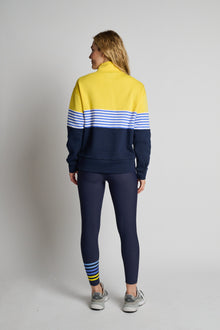 Women | Addison Bay | Varsity Quarter Zip | Navy/Yellow