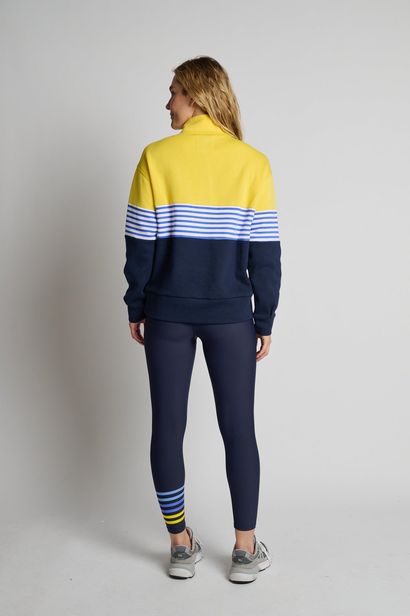 Women | Addison Bay | Varsity Quarter Zip | Navy/Yellow