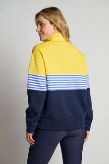 Women | Addison Bay | Varsity Quarter Zip | Navy/Yellow
