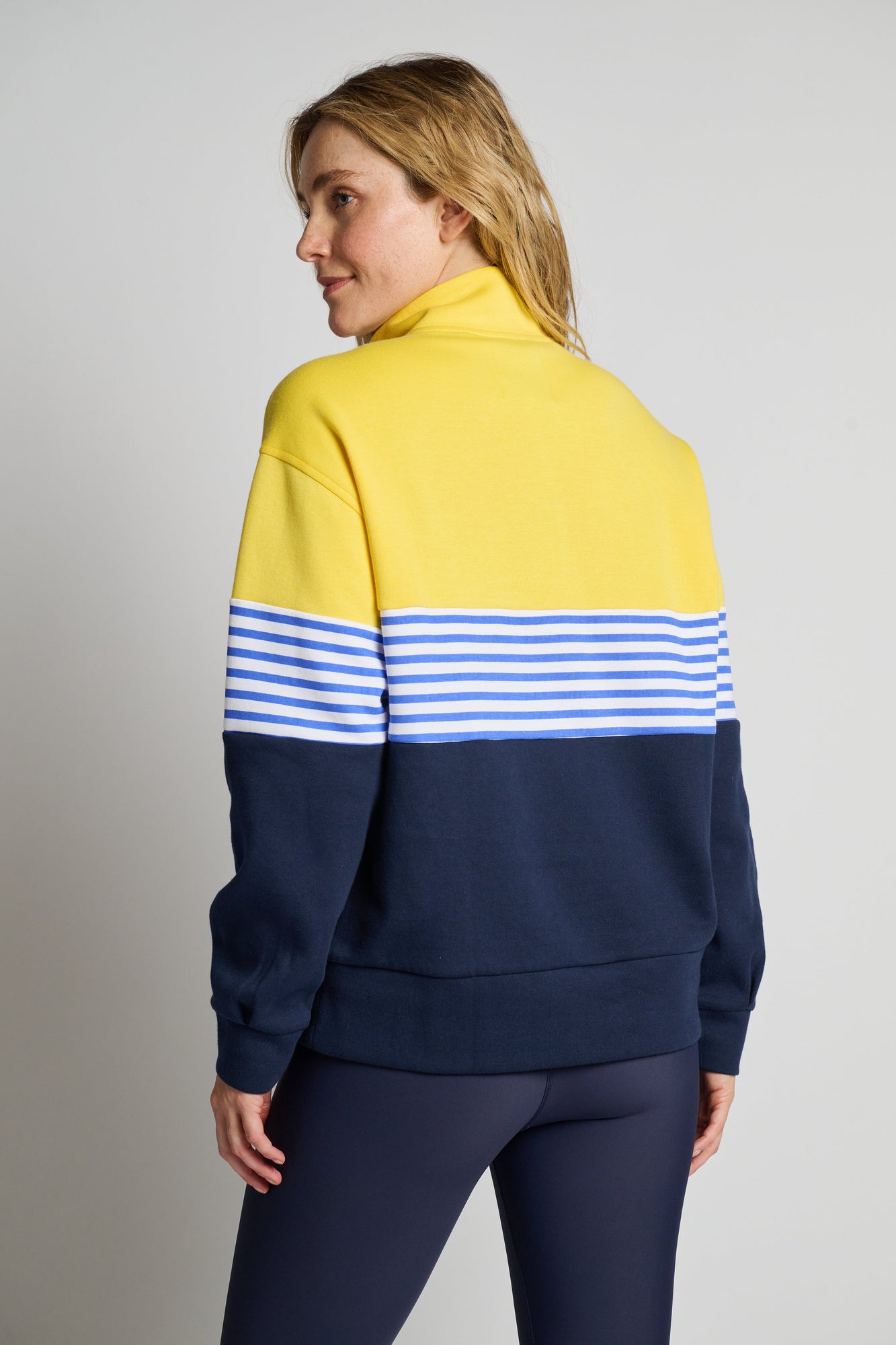 Women | Addison Bay | Varsity Quarter Zip | Navy/Yellow