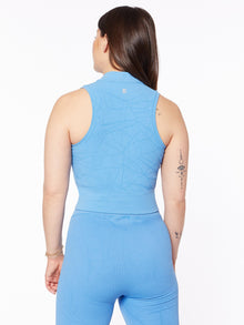 Women | Sweaty Betty | Motion Jacquard Seamless Crop Tank Regatta Blue | Blue