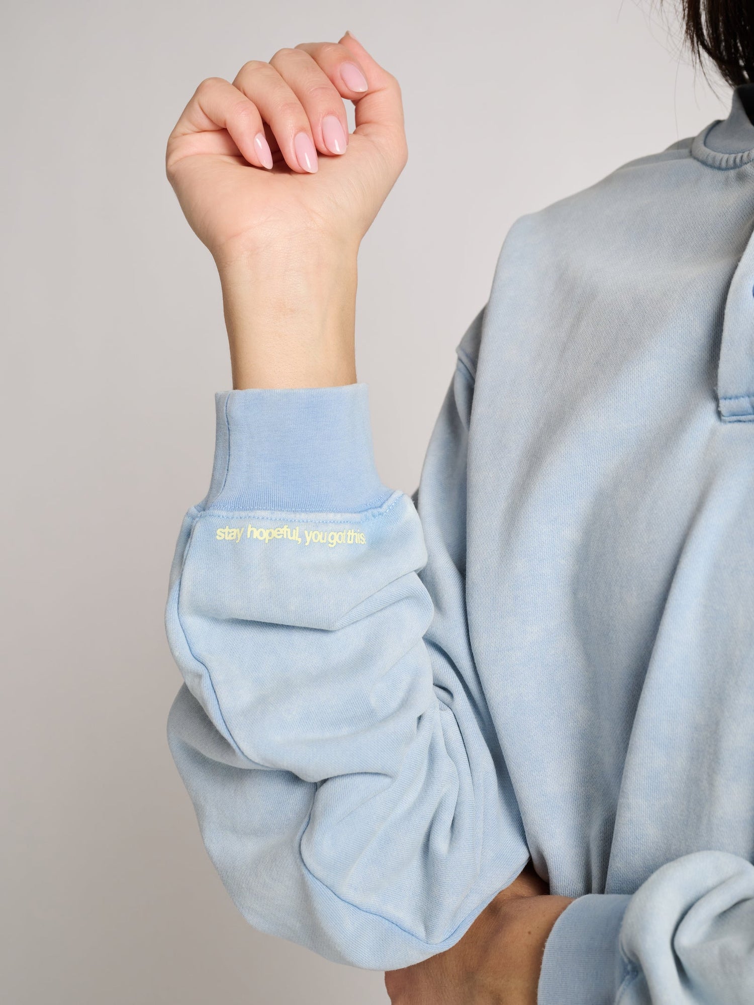 Women | The Mayfair Group | Sunny Days Are Coming Henley Sweatshirt | Blue