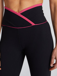 Women | Year of Ours | Ribbed Two Tone Veronica Legging | Black