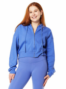 Women | Soul by SoulCycle | Marissa Cropped Zip Up Hoodie | Indigo Blue
