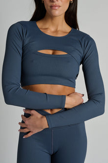 Year of Ours | Ribbed Active Shrug | Steel Grey