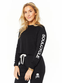 Women | SPLITS59 | Warm Up Crop Fleece Sweatshirt | Black