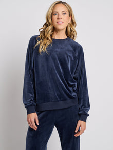 Women | SPLITS59 | Joy Velour Crewneck | Indigo Blue