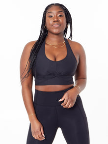 Women | Soul by SoulCycle | Front Twist Racerback Bra Tonal Black | Black