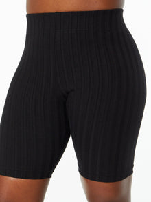 Women | Good American | Wide Rib Biker Short Black | Black