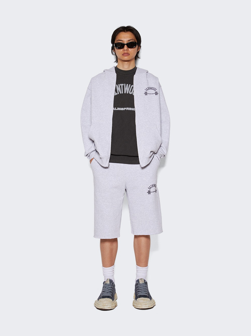 Men | SAINTWOODS | Palm Springs Zip-up Hoodie | Grey