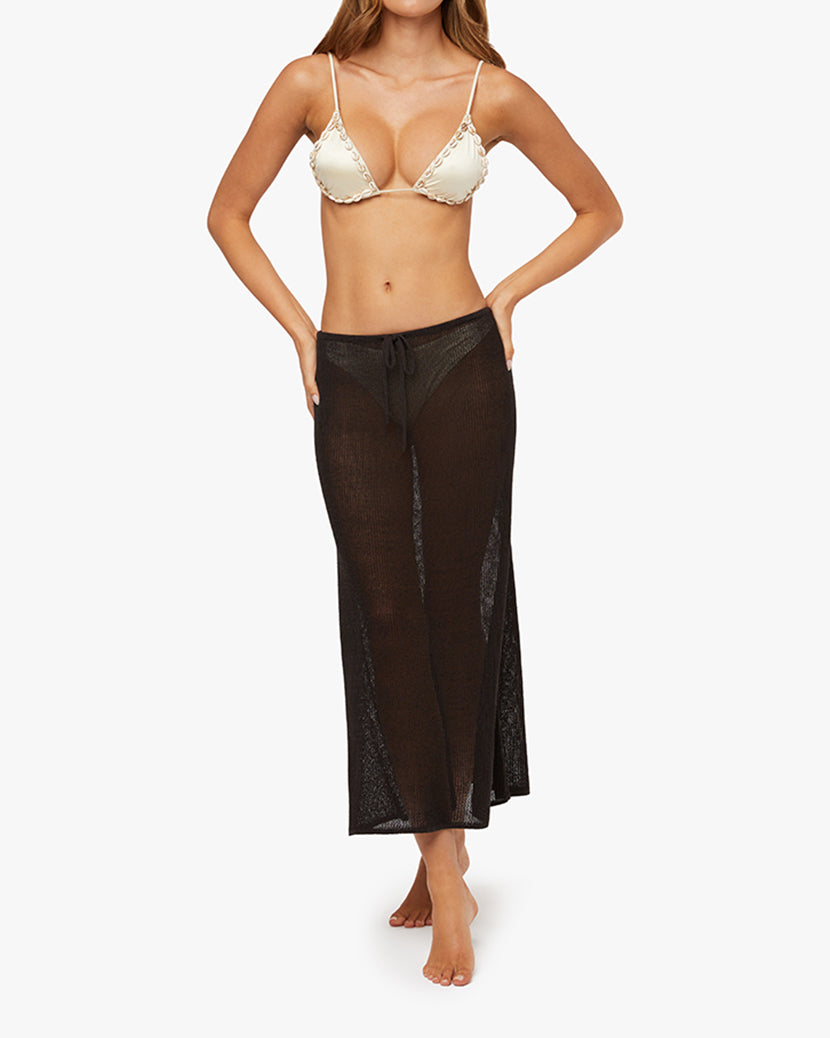 Crochet Low Rise Midi Skirt | Black