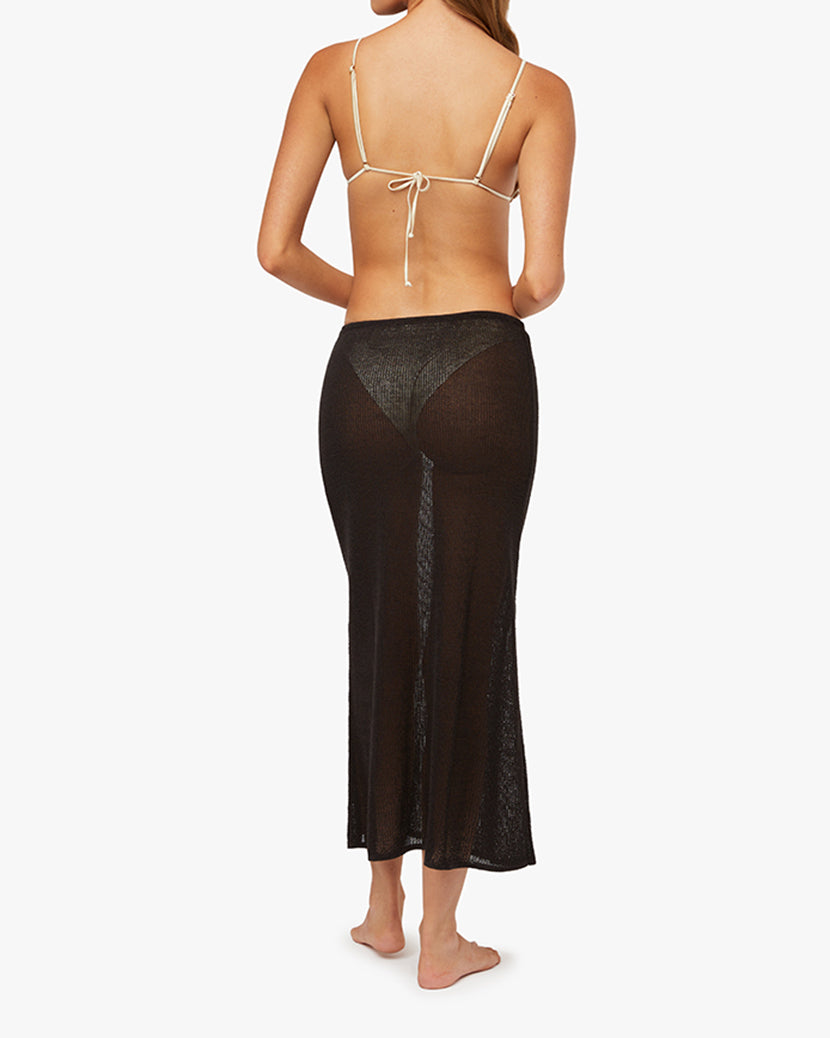 Crochet Low Rise Midi Skirt | Black