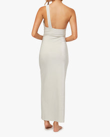 Ruched Asymmetrical Knit Maxi Dress | Off White