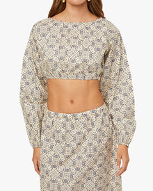 Cropped Bubble Top | Sandshell/Set Blue