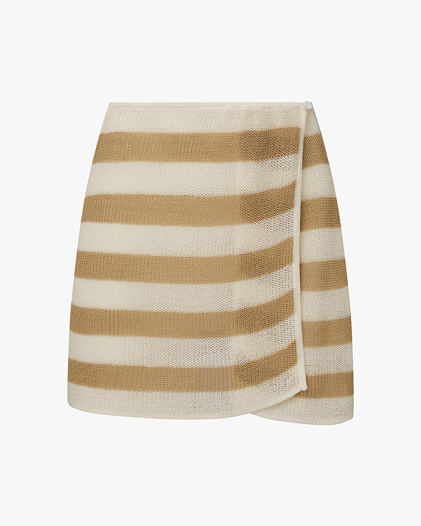 Crochet Mini Skirt | Pale Gold/Off White