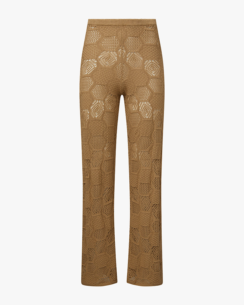 Wide Leg Crochet Pants | Pale Gold