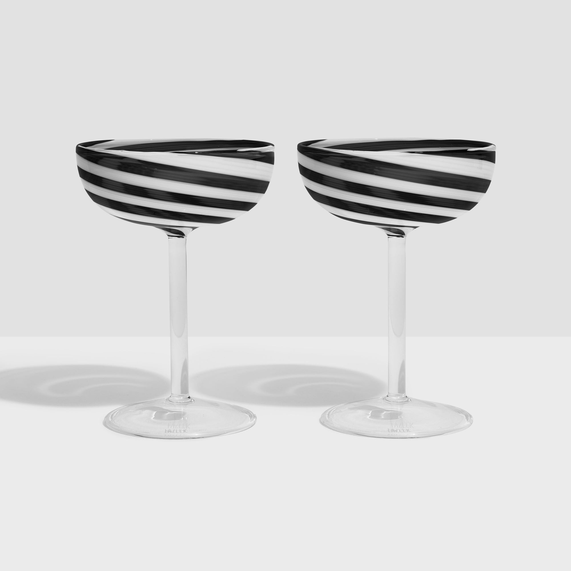 Set of 2 | Swirl Coupe Glasses | Black/White