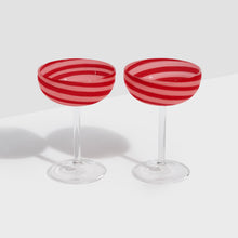 Set of 2 | Swirl Coupe Glasses | Red/Pink