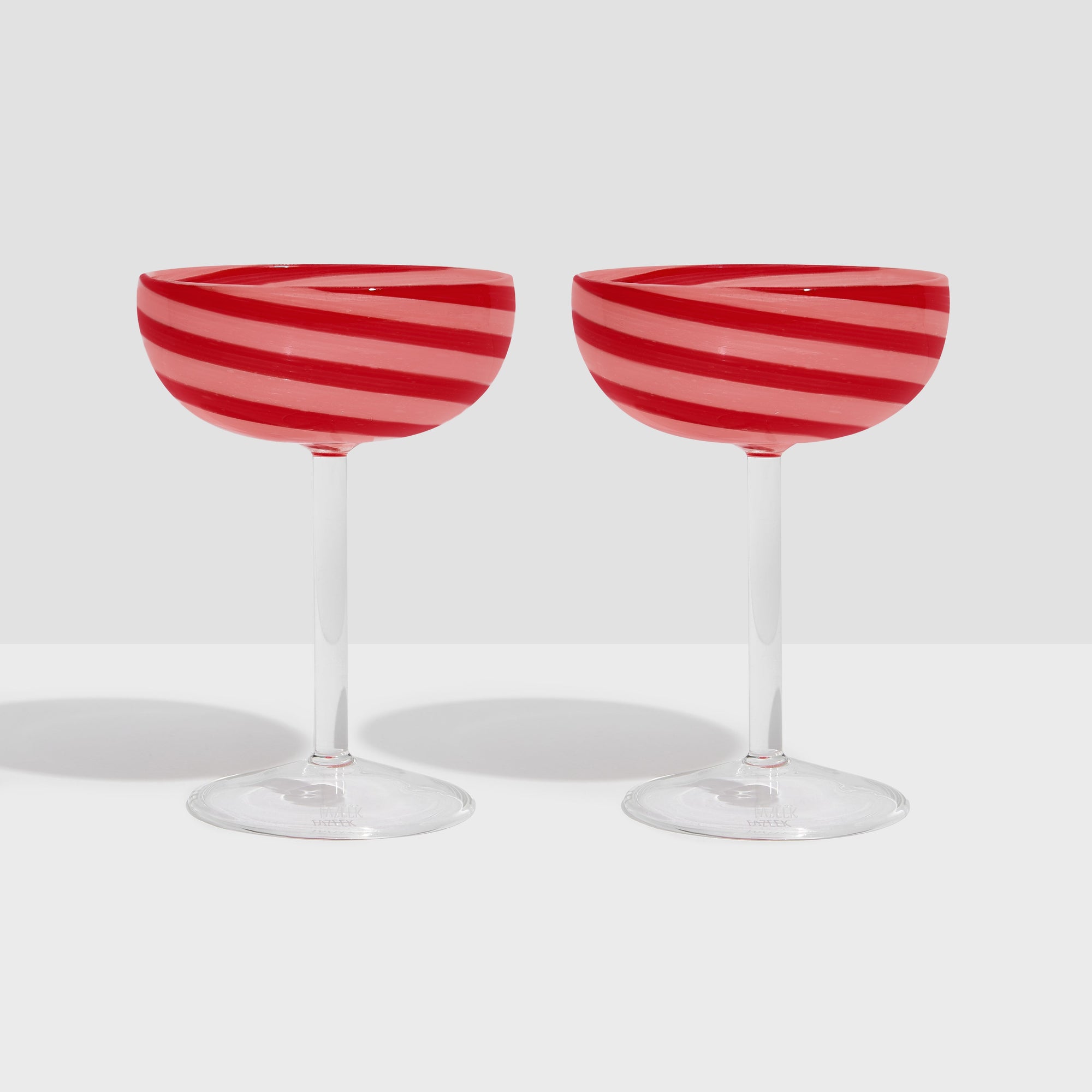 Set of 2 | Swirl Coupe Glasses | Red/Pink