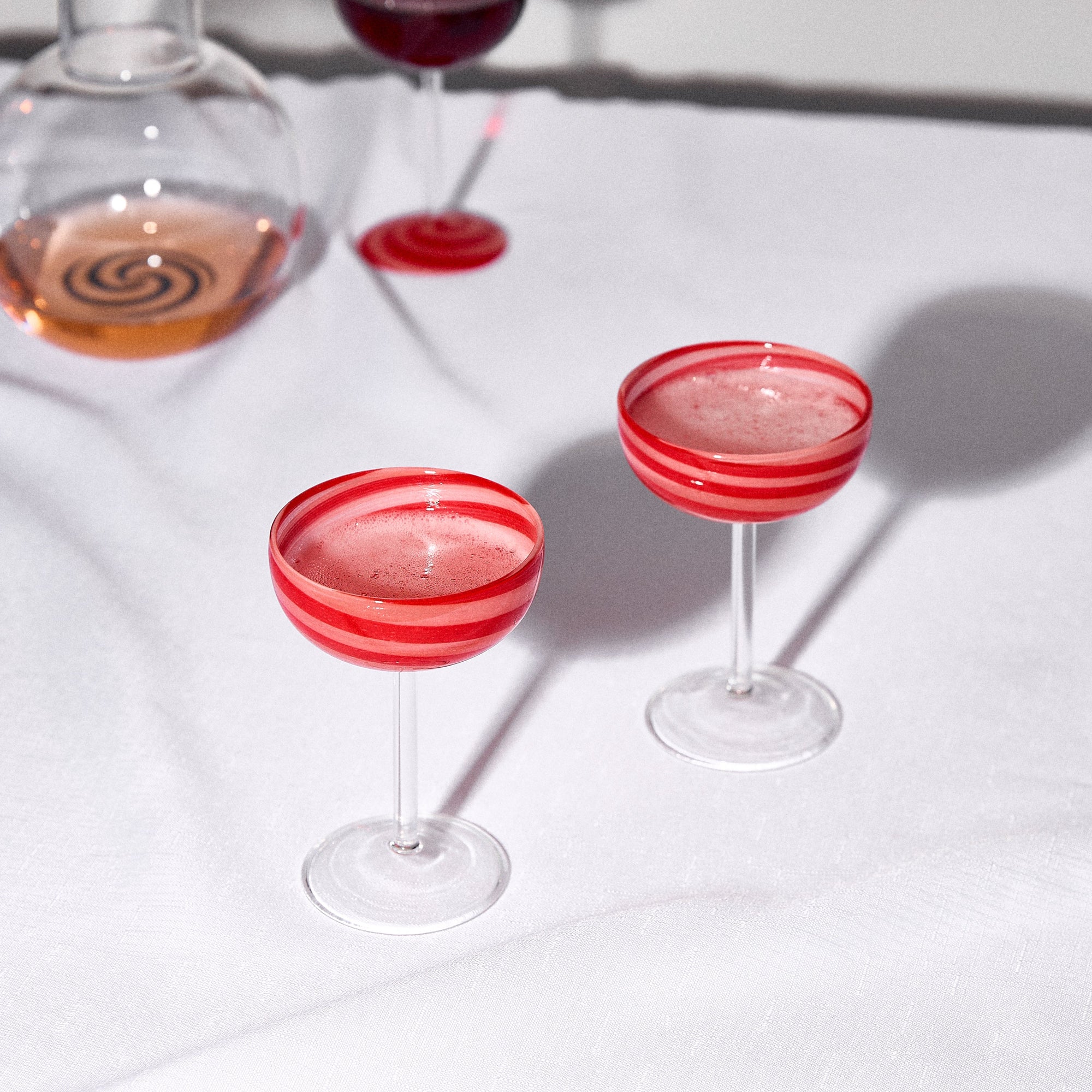 Set of 2 | Swirl Coupe Glasses | Red/Pink