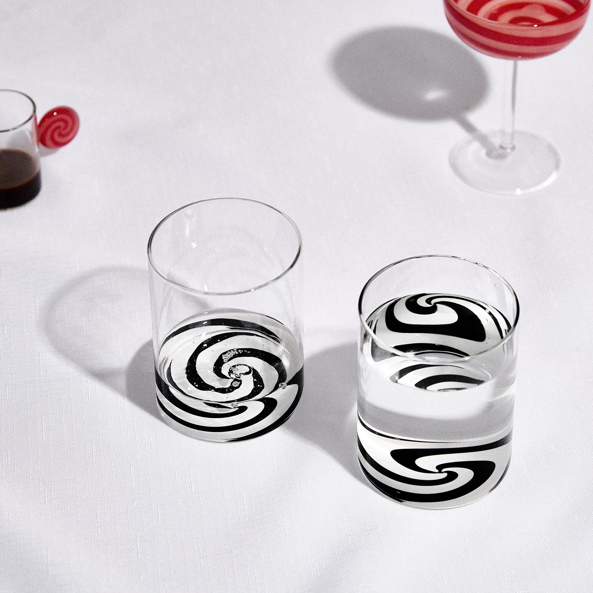 Set of 2 | Swirl Tumblers | Black/White