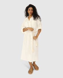 Women | Seven Wonders Maxi Shirt Dress | White